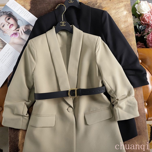 Bộ áo khoác blazer + chân váy lưới dài xếp ly thời trang công sở dành cho nữ