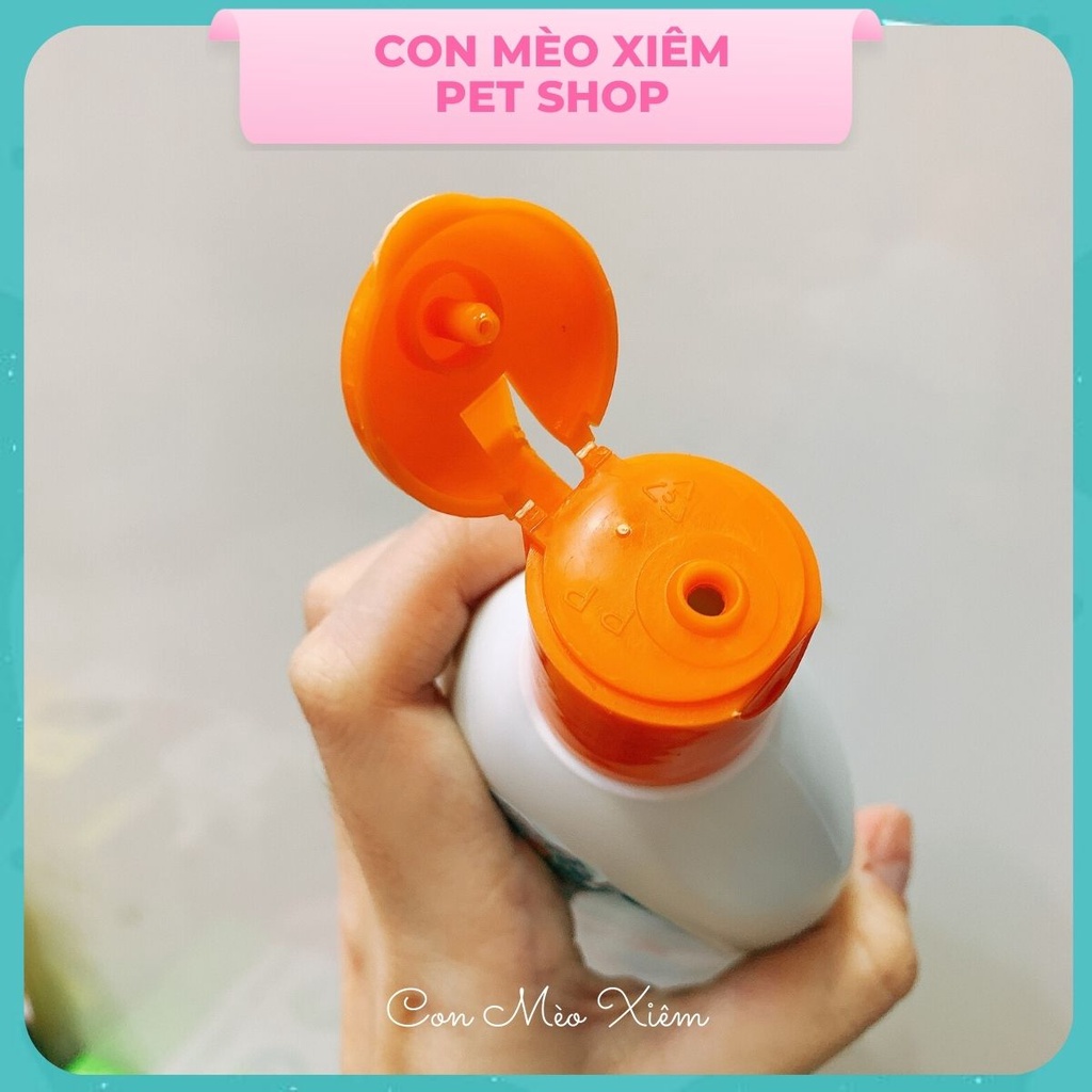 Sữa tắm chó mèo ve rận bọ chét Vemedim 300ml nắp cam, chăm sóc dưỡng lông thú cưng Con Mèo Xiêm