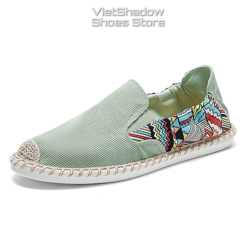 Slip on nam - Giày lười vải nam chất liệu nhung phối họa tiết mẫu mới 2022 - Mã 2953
