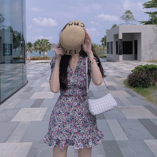 D05 - đầm bigsize hoa nhí mùa hè cổ v tay phồng nhẹ