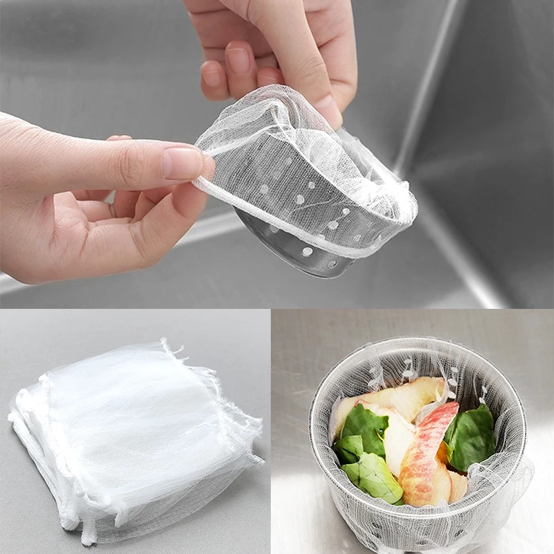 30 Túi lưới lọc rác dùng một lần cho bồn rửa chén / phòng tắm