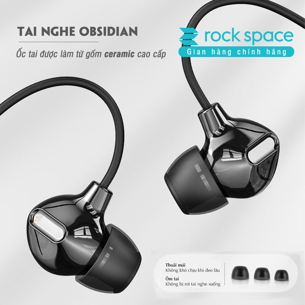 Tai nghe nhét tai có dây Rockspace Obsidian có mic nghe nhạc chơi game - hàng chính hãng bảo hành 1 năm