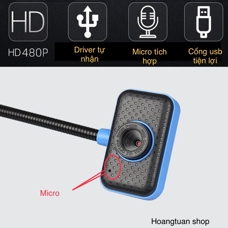 Camera kèm micro hỗ trợ học trực tuyến zoom cho học sinh