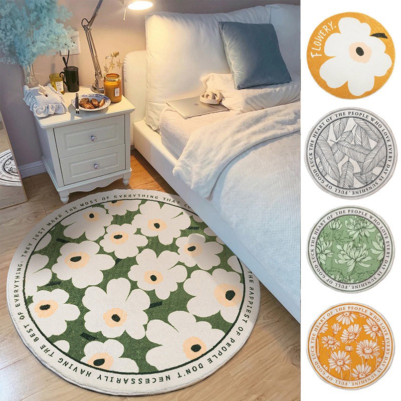 Thảm lót sàn hình tròn chống trượt phong cách bắc âu hiện đại dễ thương