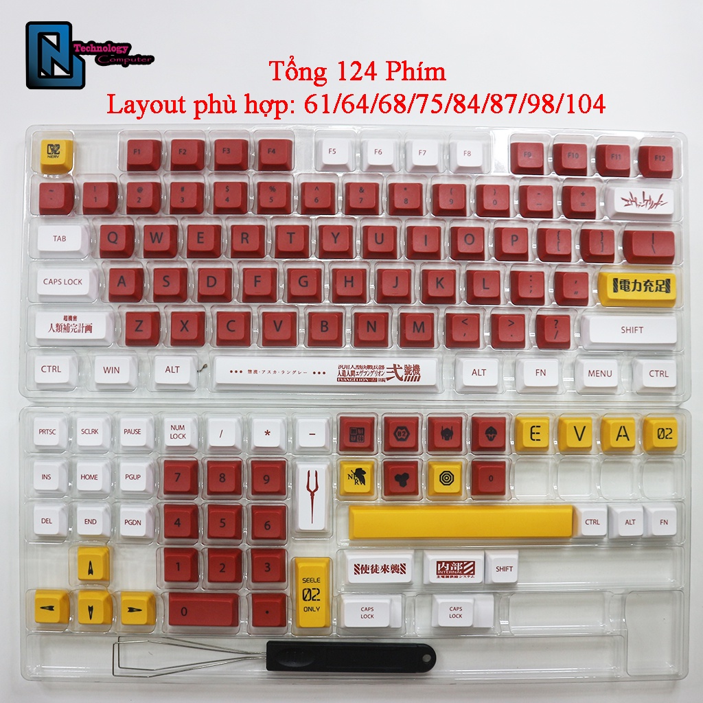 Keycap Kiểu XDA Gundam No.2 Chất Liêu PBT 124 Phím Dành Cho Layout 61/64/68/75/84/87/98/104