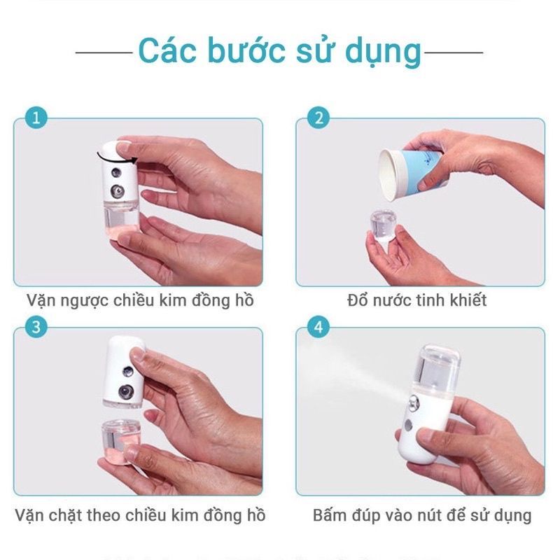 Máy Xông Mini Cầm Tay Tiện Lợi - Máy Phun Sương Xông Hơi Mặt NaNo Mini Cầm Tay