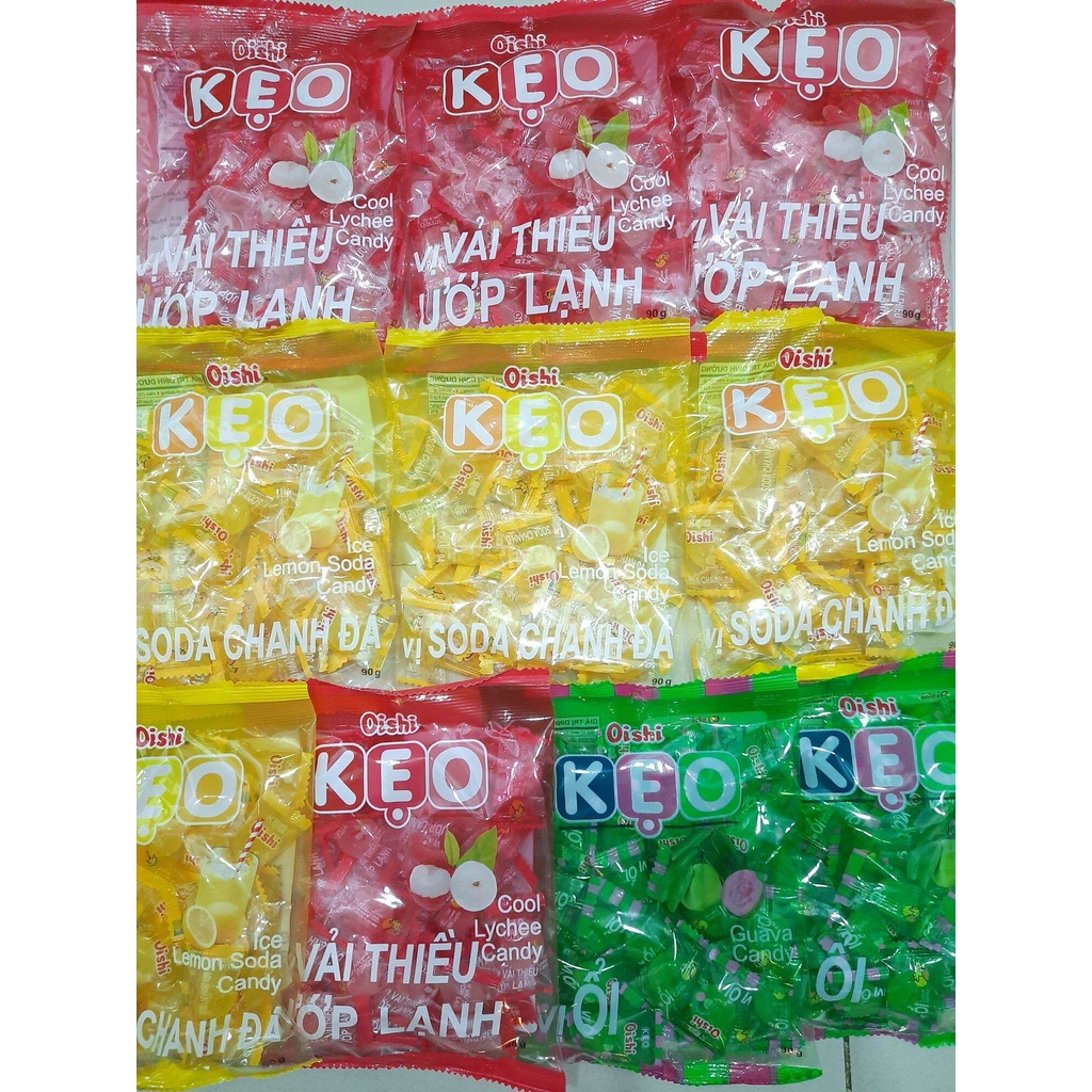 Kẹo Oishi các vị ổi / vải/ bạc hà/ thập cẩm/ tăng lực gói 90g