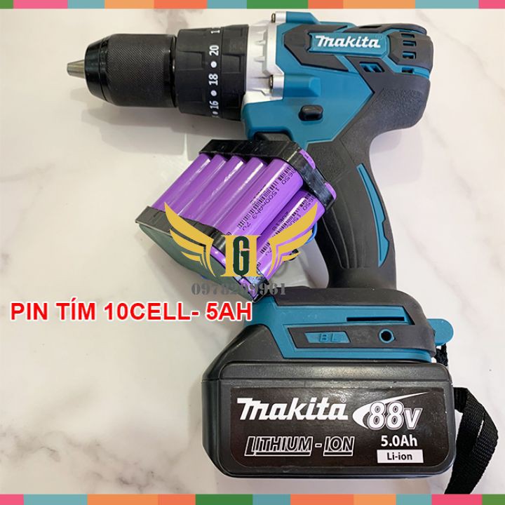 [ HÀNG LOẠI 1 ] Máy Khoan Pin Makita 118V Không Than Có Búa, Pin 10 CELL AutoLock 13 Ly - Bắt Vít, Siết Bulong