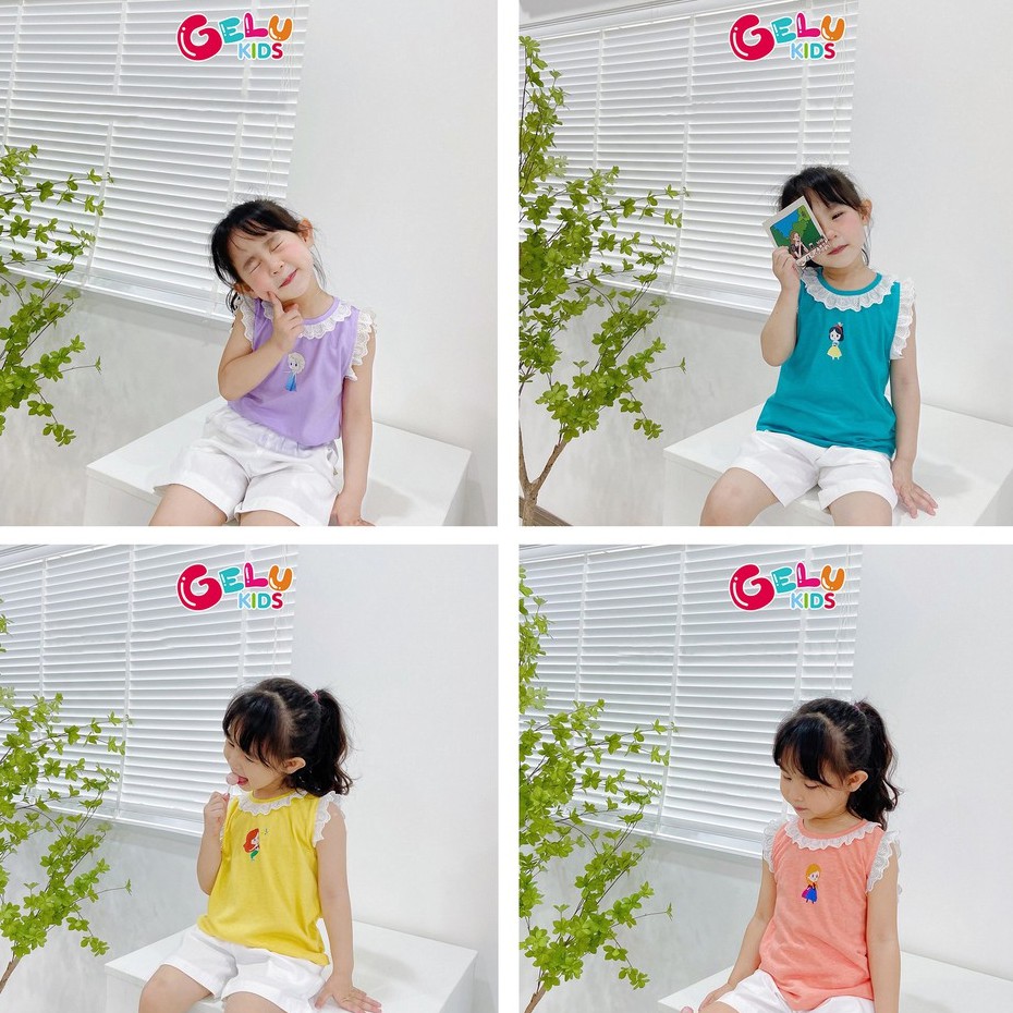 Áo ba lỗ bé gái cotton mềm mịn viền bèo xinh xắn Hàn Quốc - GELU KIDS GLQA17