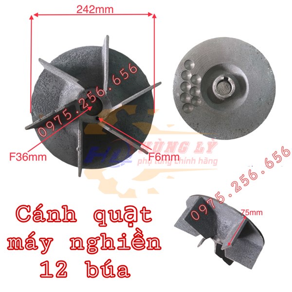Cánh Quạt Máy Nghiền 12 Búa Tầu phụ tùng máy nghiền sát phụ tùng Hùng Lỳ
