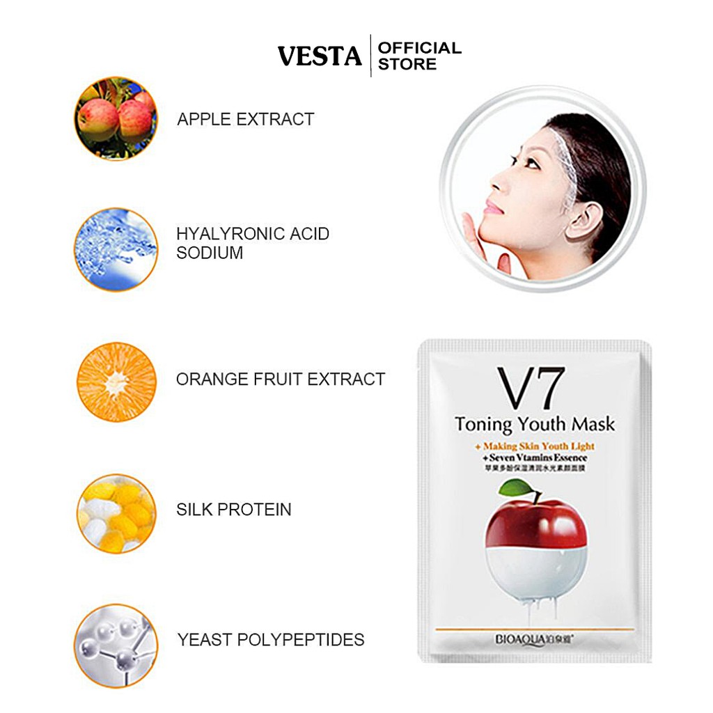 Mặt Nạ Giấy V7 Bioaqua - Mask Dưỡng Trắng Da Cấp Ẩm Toning Youth V7 | BigBuy360 - bigbuy360.vn