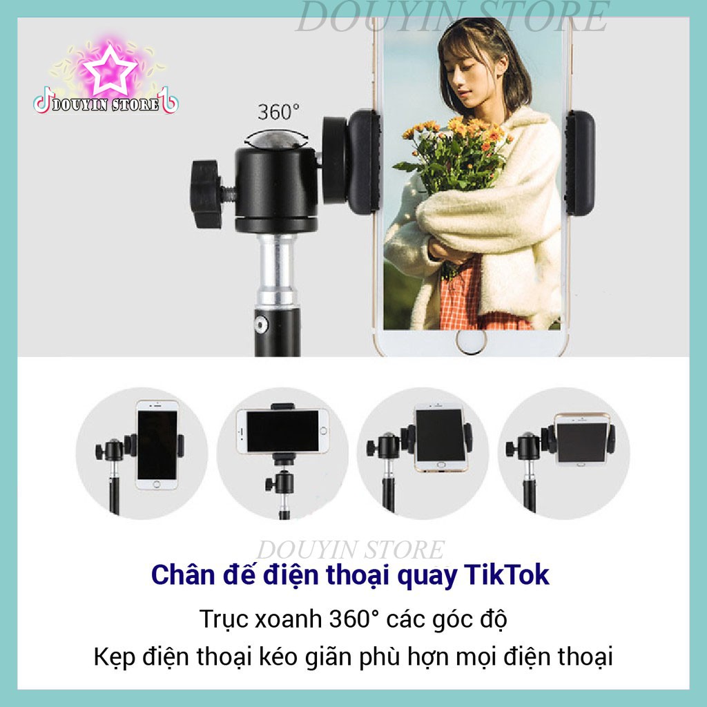 Giá đỡ điện thoại-Tripod quay TikTok chân đèn livestream chân đỡ máy ảnh có remote bluetooth điều khiển chụp ảnh từ xa