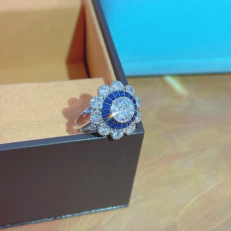 Nhẫn Hình Hoa Đính Đá Zircon Lấp Lánh Phong Cách Thanh Lịch Cho Nữ