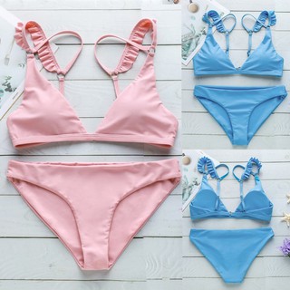 Set đồ bơi bikini 2 mảnh rời màu trơn có đệm nâng ngực cuốn hút cho nữ