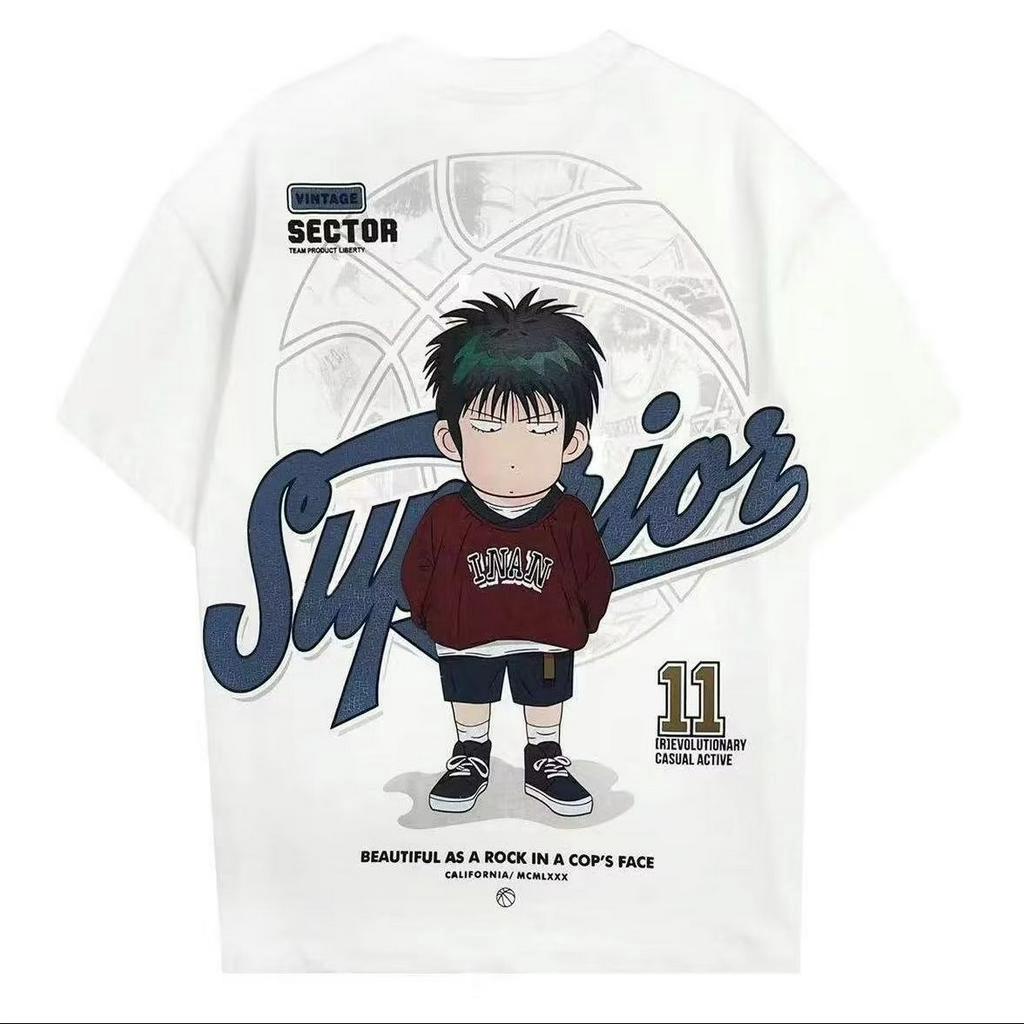 Áo Thun Tay Ngắn Cổ Tròn In Nhân Vật Hoạt Hình Anime 3 Màu Size M-5XL Thời Trang Mùa Hè Cho Nam