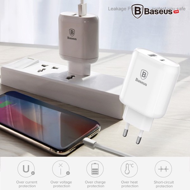 Bộ sạc nhanh đa năng 32W Baseus Bojure cho Smartphone/ Tablet/ Macbook (2 Ports , USB + Type C PD Quick charge 3.0)