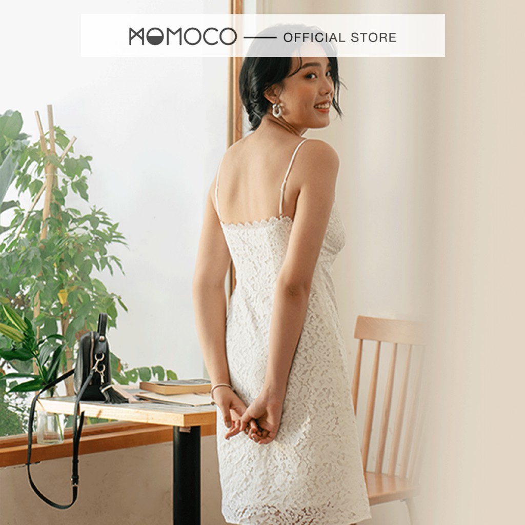 Váy Hai Dây MOMOCO Phối Viền Ngực Ren Đơn Sắc Tối Giản M2637