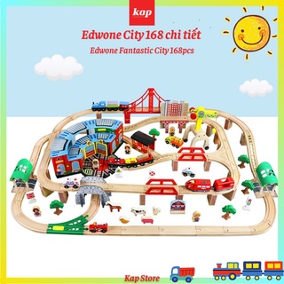 Bộ đường ray xe lửa gỗ, thành phố edwone 168 chi tiết