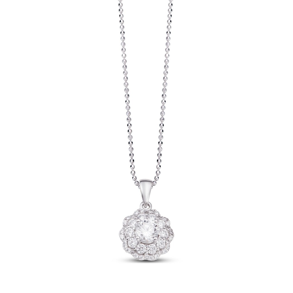 Mặt dây chuyền bạc đính đá PNJSilver hình bông hoa XMXMK000235