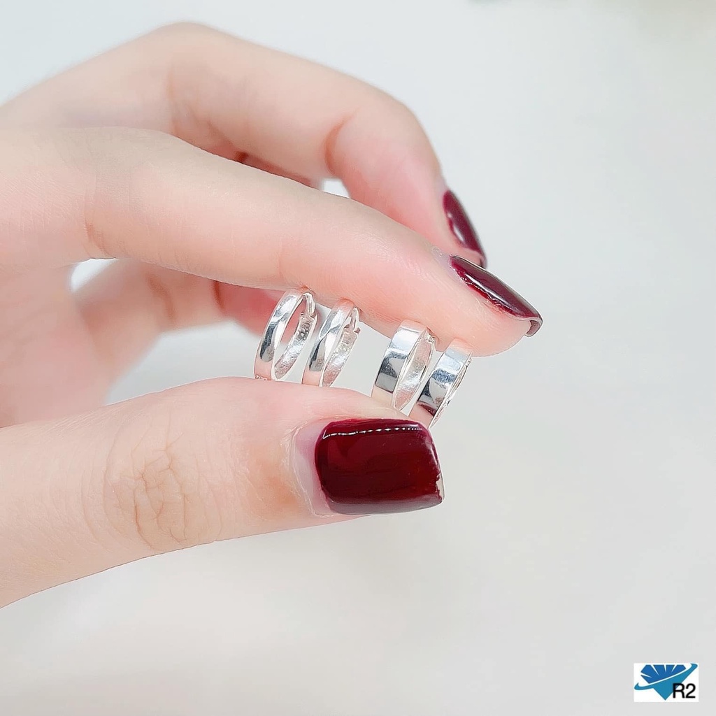 1 CHIẾC KHUYÊN TAI BẠC TRÒN TRƠN KHÔNG GẮN ĐÁ LOẠI 8MM, 9MM, 10MM, BẠC NGUYỄN KHÁNG