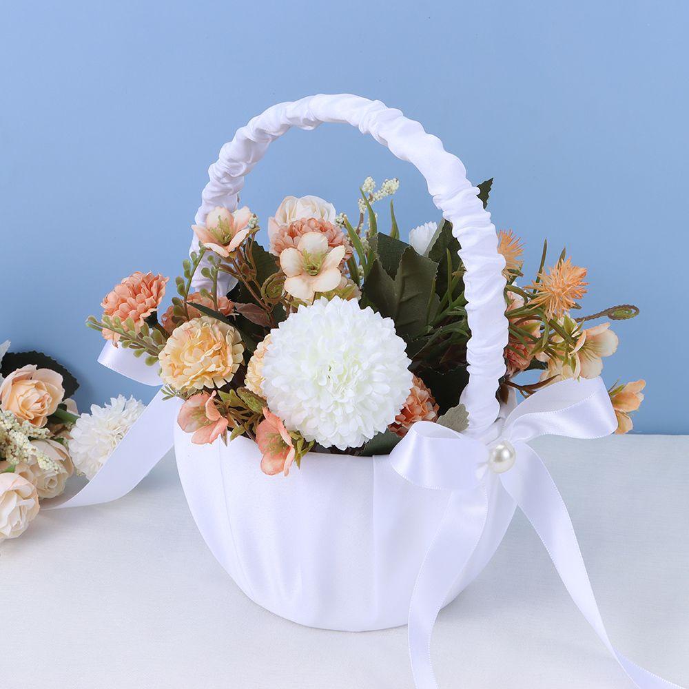 Giỏ Hoa Cưới Phong Cách Châu Âu Sang Trọng|Dây Buộc Tóc Phối Ren Xinh Xắn Thời Trang
