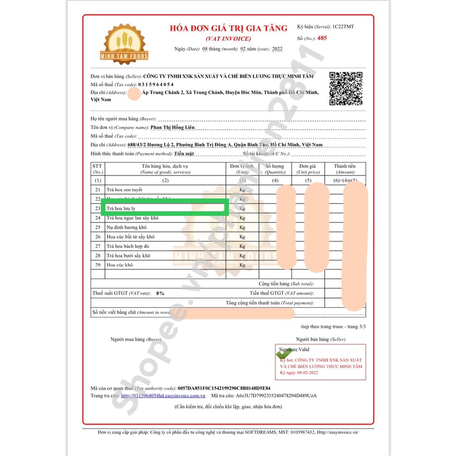 100g Hoa lưu ly  sấy khô