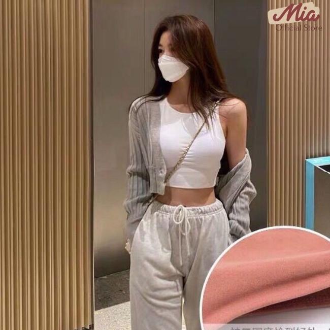 Áo bra 2 dây to, áo tập gym nữ vải thun co giãn kiểu dáng croptop có đệm ngực - Mia shore