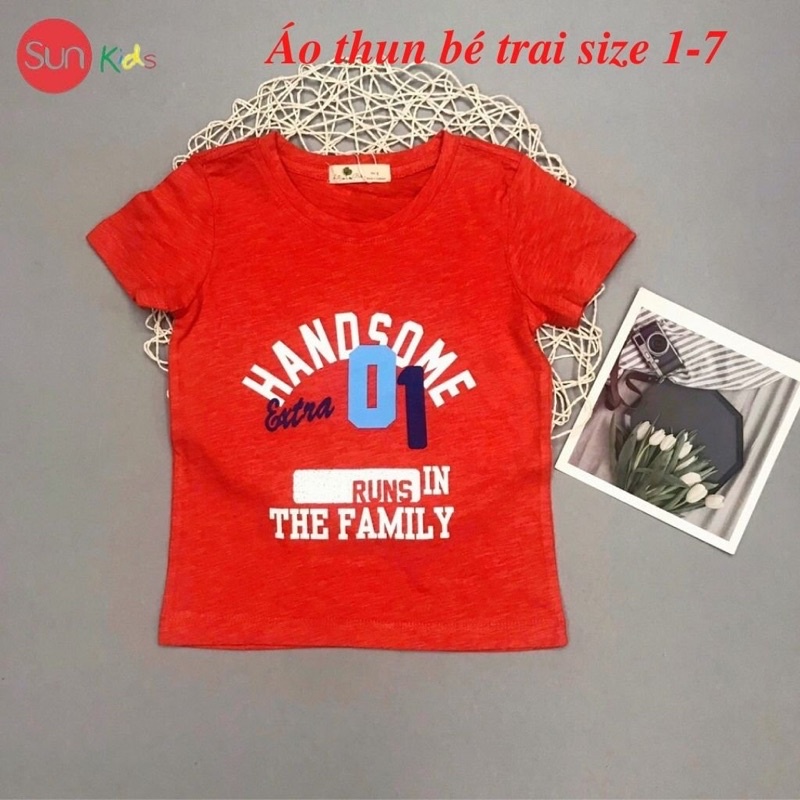 Áo thun bé trai, áo phông cho bé trai chất cotton nhiều màu, size 1-7 tuổi - SUNKIDS1