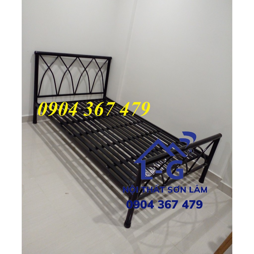 Giường sắt đơn chữ X màu đen giá rẻ - mẫu đơn giản bền đẹp freeship