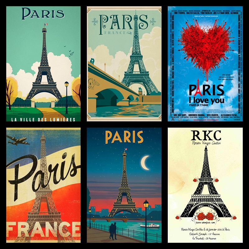 Paris Eiffel Tower Poster Romantic Personality Decoration Painting