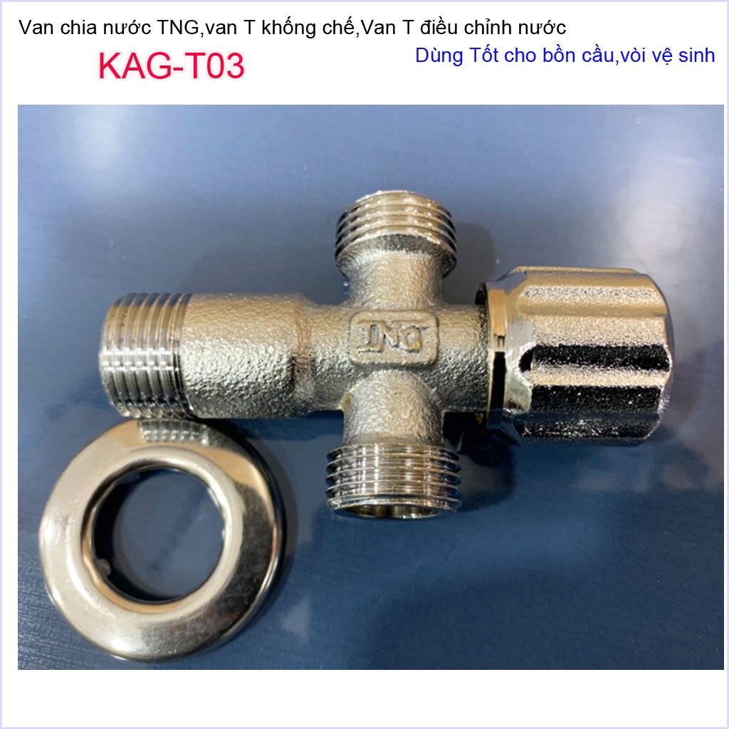 T chia nước van khóa giảm áp KAG-T03 cao cấp, van T chia nước bồn cầu và vòi xịt, T nối nước vòi xịt siêu bền