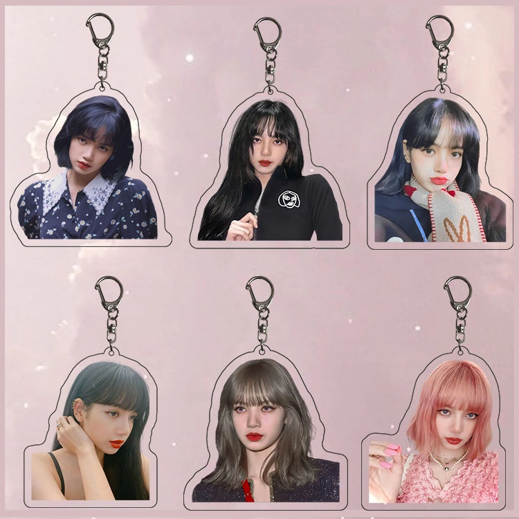 Móc Khóa Nhựa acrylic Hai Mặt In Hình LISA BLACKPINK