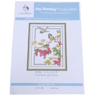 Tranh Thêu Chữ Thập Hình Chim Và Quả Mọng 36x47cm 11ct (G8V)