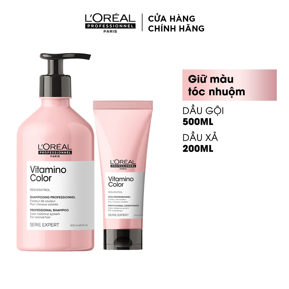 Dầu gội + Dầu xả nuôi dưỡng tóc nhuộm L'oreal Professionnel Vitamino Color 500ml I 200ml