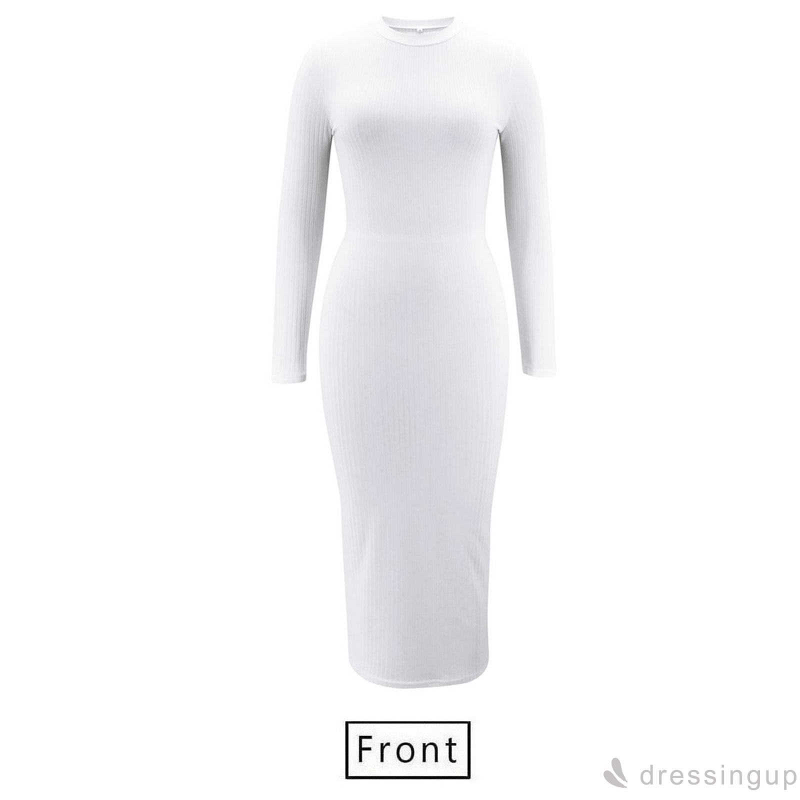 Đầm Tay Dài Màu Trơn Thiết Kế Hở Lưng Quyến Rũ Dành Cho Nữ | BigBuy360 - bigbuy360.vn