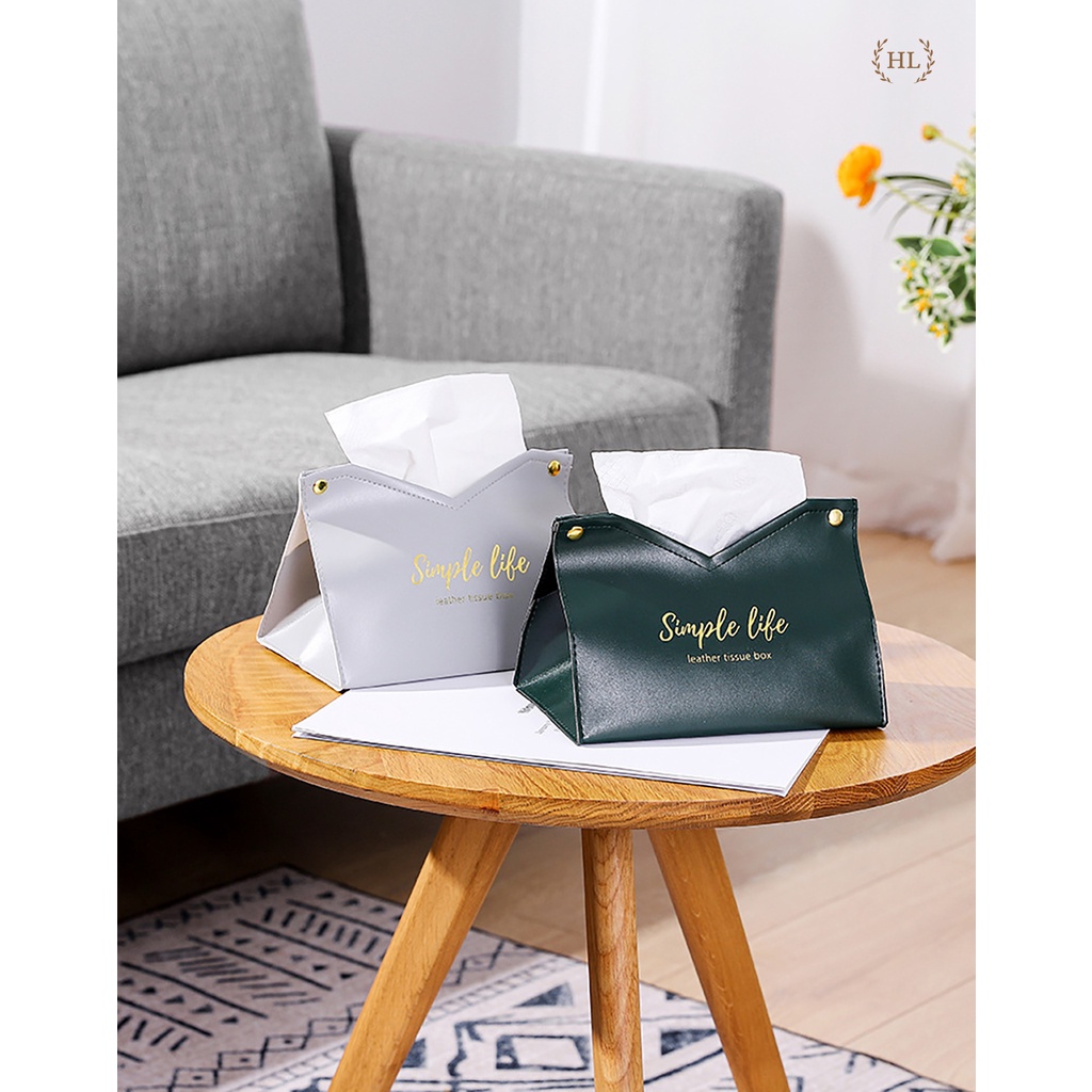 Hộp Da Đựng Giấy Ăn Đa Dụng | Hộp đựng giấy ăn để bàn miệng chữ V chất liệu da PU cao cấp  Home Luxury