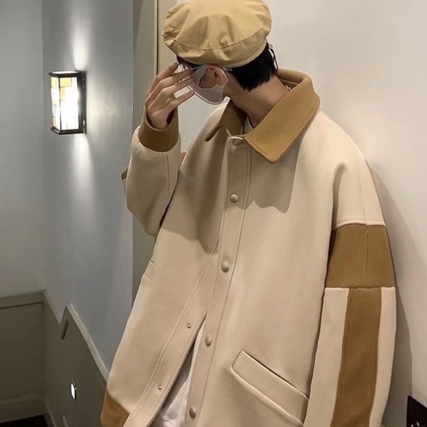 Áo khoác bóng chày dáng rộng thời trang cho nam nối tương phản áo khoác nam nam phong cách hàn quốc thời trang lỏng lẻo đơn giản áo khoác cặp đôi