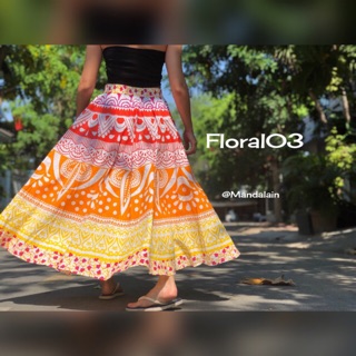 Chân váy xoè nhập khẩu Ấn Độ 100% vải cotton thô hoạ tiết độc đáo chất lượng