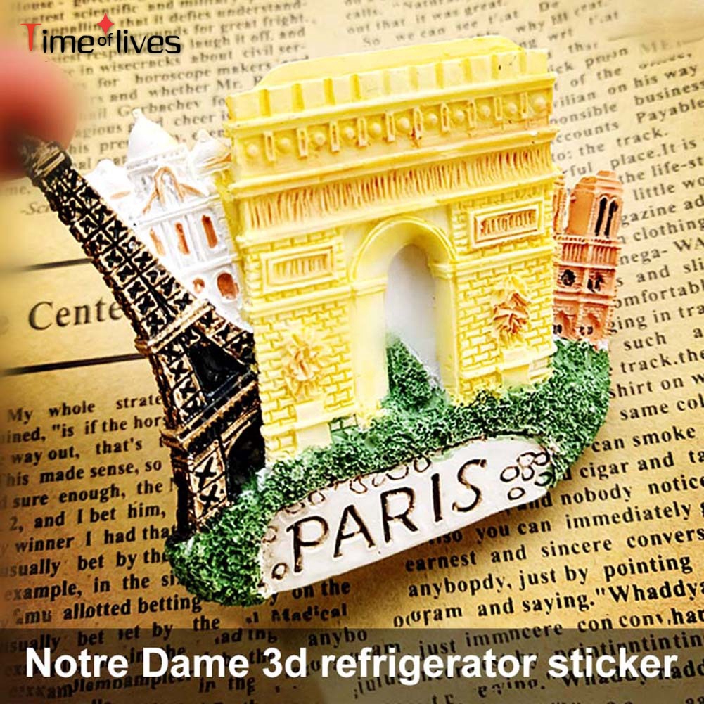 TF▶ Notre Dame DE Paris 3D Fridge Magnet Craft Arc DE Triomphe France Tourist Souvenir Gift