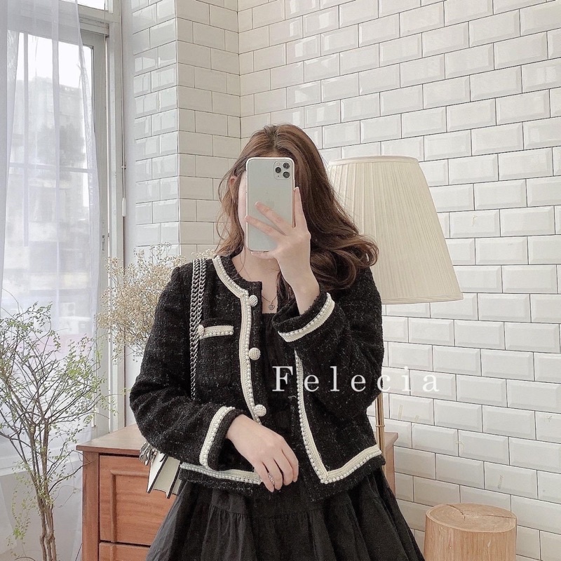 [Giá Sốc] Áo Dạ Nhũ Viền Ngọc 2 Màu Sang Chảnh Có Ảnh Thật Kèm Video