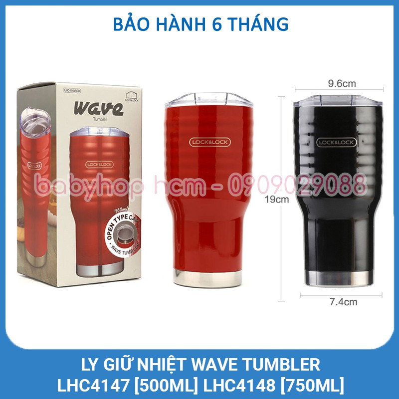 Ly Giữ Nhiệt Lock&Lock Wave Tumbler LHC4148 [750ML] LHC4147 [500ML] Có 2 Màu Đỏ Đen