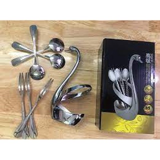 Bộ thìa dĩa và ống đựng Thiên Nga