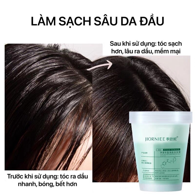 Muối biển gội đầu JIORNIEE kiềm dầu tẩy da chết giúp tóc mềm mượt Purifying And Enriching Sea Salt Shampoo JIOR01