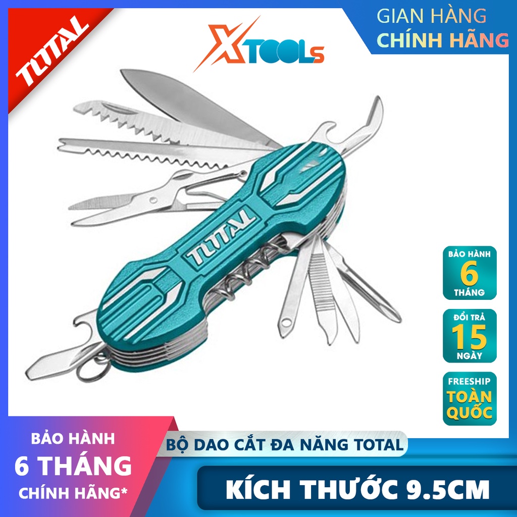 Dao cắt đa năng Total THMFK0156 | Bộ dao đa năng bỏ túi 15 trong 1 Kích thước: 9.5cm, dùng để gọt, vặn vít, cắt bánh