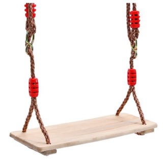 Xích đu bằng gỗ có dây thừng tăng giảm chiều dài treo trong nhà ngoài trời