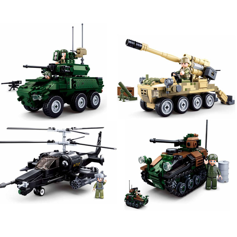 Lego quân đội xe tăng trực thăng người lính mô hình cậu bé lắp ráp khối xây dựng đồ chơi giáo dục trẻ em