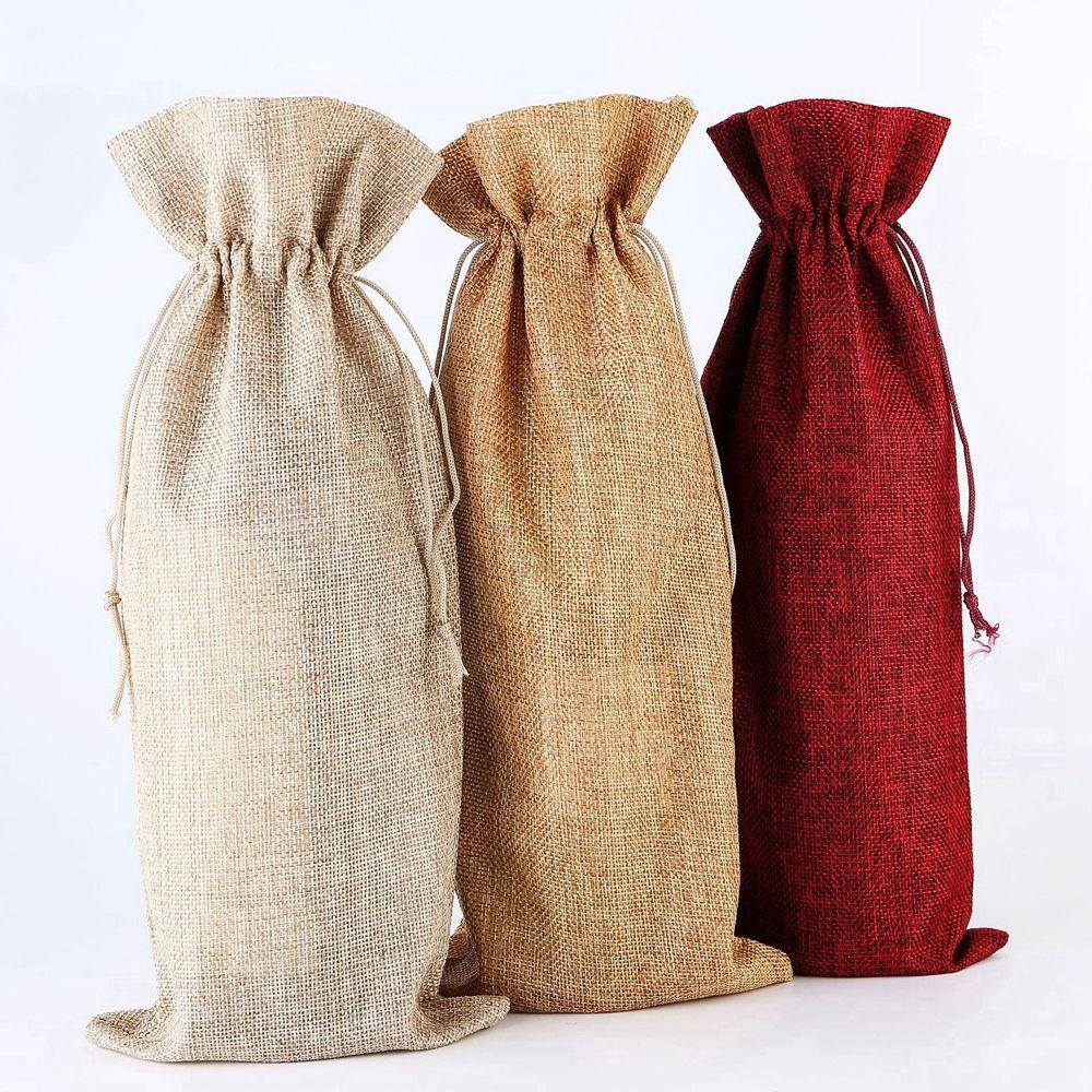 Set 10 Túi Vải Lanh 750ml Dùng Đựng Chai Rượu Dùng Cho Tiệc Cưới