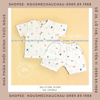 Bộ cộc xô trắng dứa xanh nous