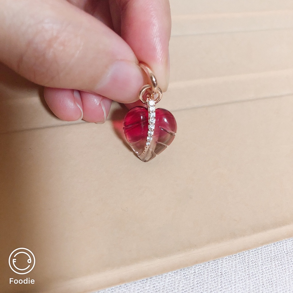 Mặt Dây Chuyền Hình Chiếc Lá Màu Hồng Murano