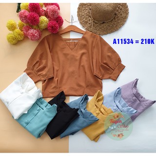 Áo sơ mi lửng tay cánh phồng